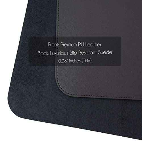 Vine Creations Leather Desk Mat Large 36" x 20", Desk Protector Mat, PU Leather Desk Pad, Non-Slip Large Mouse Pad, Desk Blotter, Desk Pads on Top of Desks, Home Office Desk Matt for Desktop (Black)