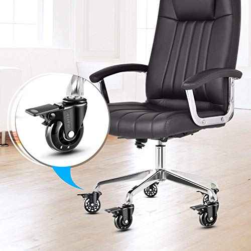 AGPtEK Office Chair Casters with Brake Heavy Duty 2.5" Universal Fit Locking Casters with Screwdriver, Safe Roller Wheel Replacement All with Brake System for Hardwood Floors Mat Carpet Tile, Set of 5