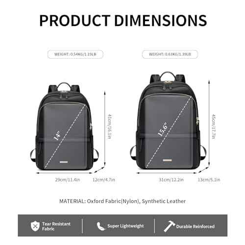 GOLF SUPAGS Laptop Backpack for Women Slim Computer Bag Work Travel College Backpack Purse Fits 14 Inch Notebook (Black)