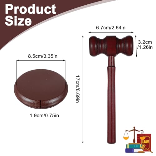 Judge Gavel and Sound Block Set - Wooden Courtroom Hammer for Legal & Auction Use