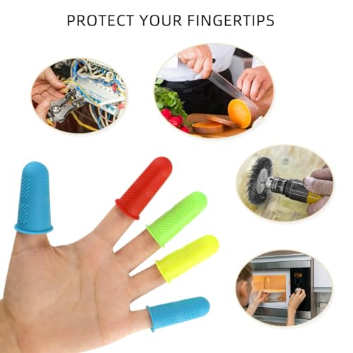 Silicone Finger Protectors for Hot Glue, Wax, Resin & Crafts - 12 Pack, 3 Sizes