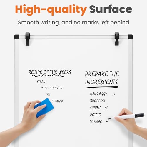 Sweetcrispy Whiteboard Easel 36 x 24 Inches, Magnetic Dry Erase White Board, Portable Boards Height Adjustable, Dry Erase Board with Stand for School, Office and Home, Silver Aluminium Frame, White