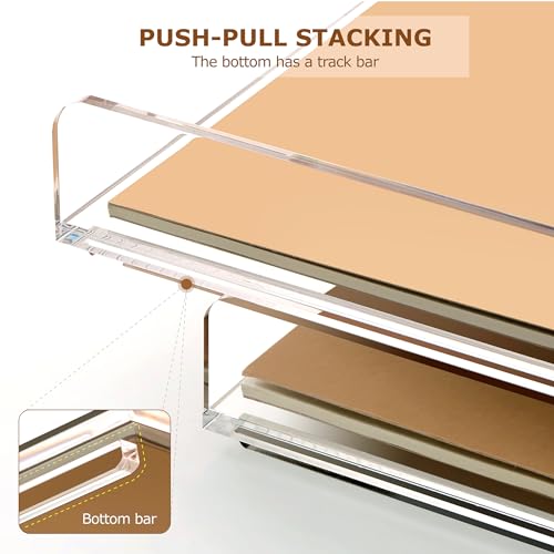 SANRUI Thin 2 Tier Stackable Acrylic Letter Tray - A4 Desk Organizer