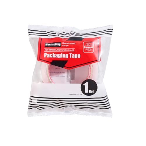 WanJiaoDing Heavy Duty Clear Packing Tape Refill Roll 1.88" x 60 Yards for Moving & Shipping – 1 Roll