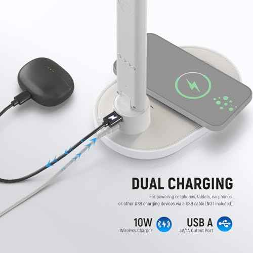 NEEWER Entry Level Version LED Desk Lamp with USB A Output, 3 Modes/5 Brightness Levels/4 RGB Effects/CRI85, LCD for Temp/Date/Time/Alarm, Eye Caring Touch Table Light for Home Office/Reading, N20