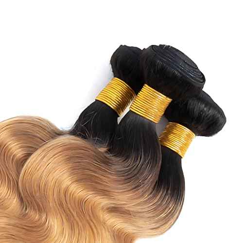 1b/27 Human Hair Bundles Ombre Body Wave Bundle 10 12 14 Inch Brazilian Unprocessed Virgin Remy Double Weft 3 Bundles Human Hair Blonde Ombre