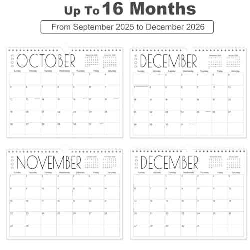 Calendar 2026 - Wall Calendar from November 2025 to June 2027, 2026 Calendar with Holiday Marked, Premium Paper for Organizing, 8.5'' x 11'',Black Large Word