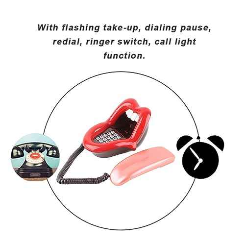 Red Funny Corded Speakerphone,Large Tongue Shape Telephone Desk Phone Home Decoration