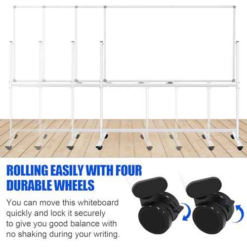 Double-Sided Rolling Whiteboards on Wheels 72 X 48, Large Dry Erase Board with Stands, Magnetic Mobile White Board Standing White Boards with Eraser & Marker & Magnet & Magnetic Calendar