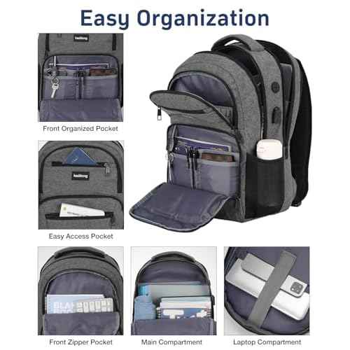 Backpacks for Men 17.3 Inch,Bagpacks School Backpack for Boys Teenager,Computer Backpack with Laptop Compartment & USB Charger,Mochilas Hombres Morrales for Workout College Middle School