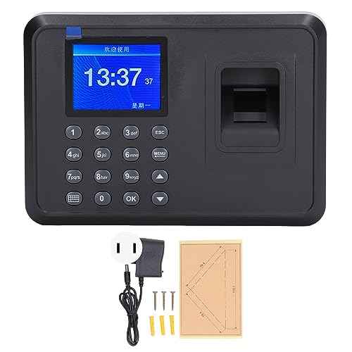 Fingerprint Time Attendance Machine, Multilingual Voice Reminder Fingerprint Password Attendance Machine Employee Time Clock for Offices, Factories and More (US Plug)