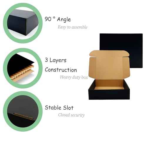 24 Pack 11x9x3 inch Black Shipping Boxes £¬Cardboard Packaging Boxes for Mailing Shipping Corrugated Cardboard Boxes for Packaging Small Business Craft Flat Shipping Boxes Empty Gifts Giving Products