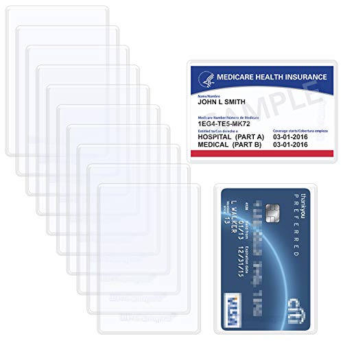 10 Pack Medicare Card Protector Sleeves 6 Mil Clear PVC Wallet Size