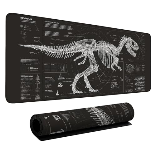 LEIWEIHOPE Dinosaur Skeleton Extended Gaming Mouse Pad 33x11.8 Inches - Large Desk Mat for Gaming & Office, Non-Slip Rubber Base