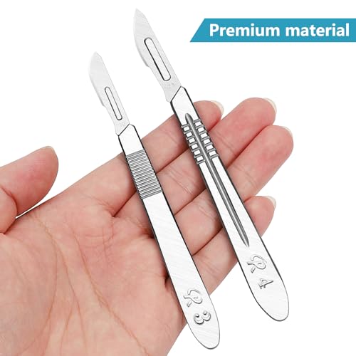 55PCS Surgical Blades Kit with Handles - Sterile Precision Blades for Medical & Craft Use (Model #10-22, Handles #3 & #4)
