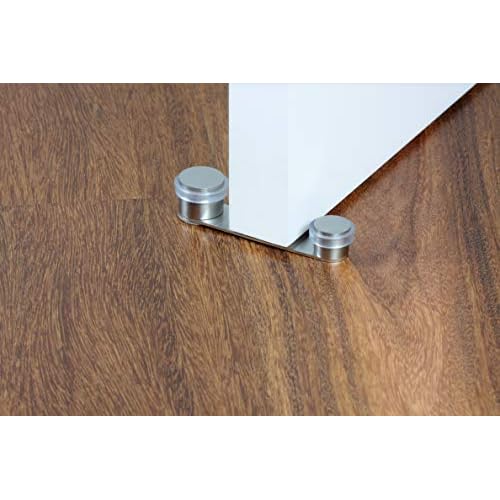 EVI | Doorstop | Adhesive Fixing Or Screw + Anchor | for Doors up to 2'' Thick | Transparent Rubber | Stainless Steel Matte Finish | Mod. I-164