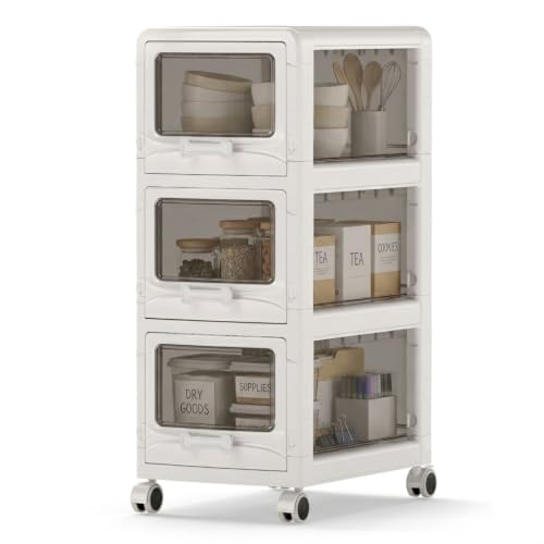 Giantex 3-Tier Rolling Storage Cart - 3-Drawer Utility Cart with Lockable Wheels