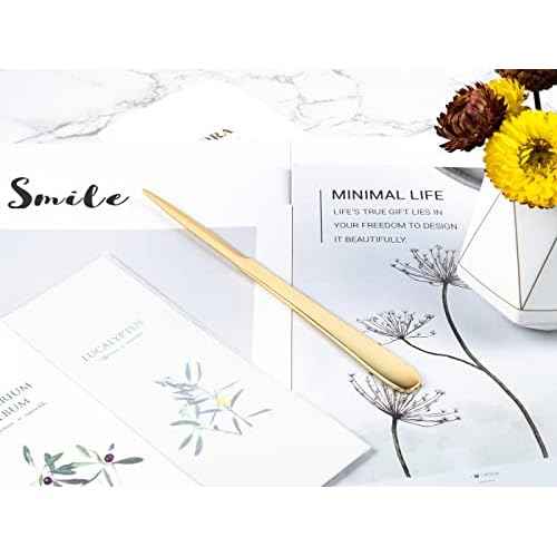 9" Golden Metal Letter Opener with Minimalist Design, Safe Double Edge Blades, Anti-Fingerprint Long Handle, Mail Opener Paper Knife Tool Envelope Opener