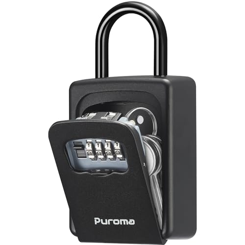 Puroma Large Key Lock Box with Code – Black (Variation: Pure Black) Wall Mount
