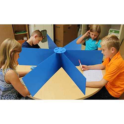 Flipside Products Blue Round Plastic Study Carrel, Divided Into 6 Partitions, Student Privacy and Focus Booth for The Classroom