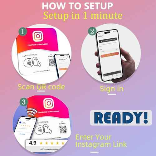 NFC Social Media Sign Plate wiht QR Code Sign - Compatible with Instagram, Social Media, Facebook, Tk, Website - Reusable Taps - Get More Followers & Reviews - Adhesive & Stand (insplate, 1)