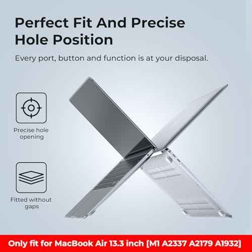 EooCoo Hard Case Compatible with MacBook Air 13.3 inch M1 Chip 2021-2018 with Retina Display, Air 13.3 inch Plastic Protective Case + Transparant Keyboard Cover + Screen Protector, Crystal Clear