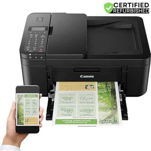 Canon PIXMA TR4720 All-in-One Wireless Printer with Auto Document Feeder, Mobile Printing, Copy, Fax & Scanner Black 5074C002 (Renewed) Bundle w/DGE USB Connection Cable +Small Business Software Kit