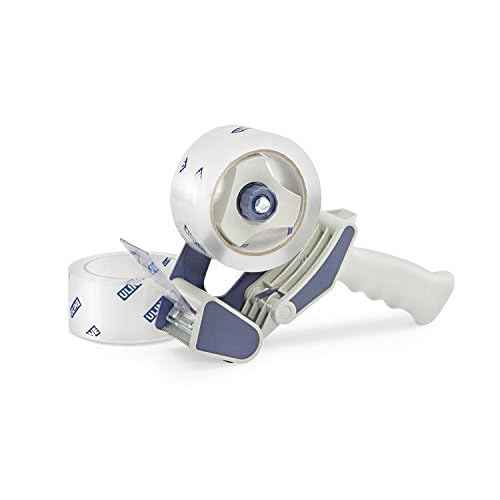 Uline Industrial Plus Shipping Packaging Tape with Top Gun Dispenser, with Two 2 Inches X 55 Yd
