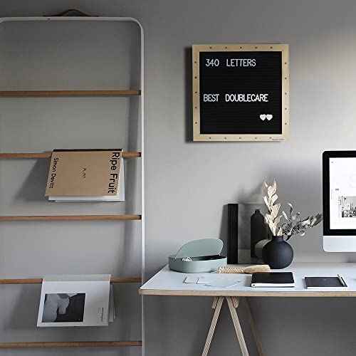 Black Felt Letter Board with Lights, Built-in LED Lights -Message Board Adjustable Stand, 340 Letters,- for Menus, Pregnancy Announcement, Weddings, Party Planning(10 * 10) (black£Â)