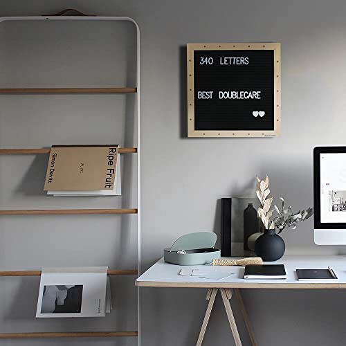 Black Felt Letter Board with Lights - 10x10 Inches, Includes 340 Reusable Letters & Built-in LED Lighting - Adjustable Stand for Weddings, Announcements & Party Planning (BlackA / 10x10)