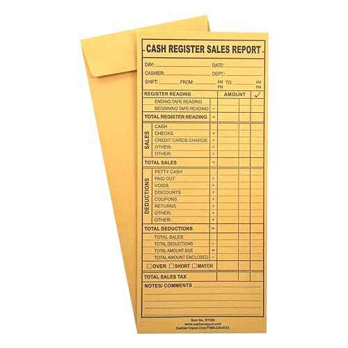 500 Cashier Depot RT550 Cash Register Sales Report Envelope, 4 1/8" x 9 1/2", Gum Flap, 24lb. Brown Kraft (500)