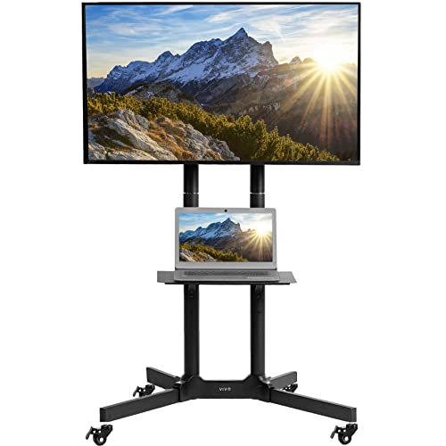 VIVO Mobile TV Cart 32-83 Inch Screen Stand with Adjustable Height & Shelf – Supports 110 lbs