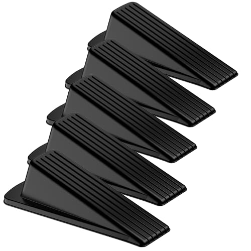 Crosize 5 Pack Rubber Door Stops Non-Slip for 0.2–1.1in Gaps, Black