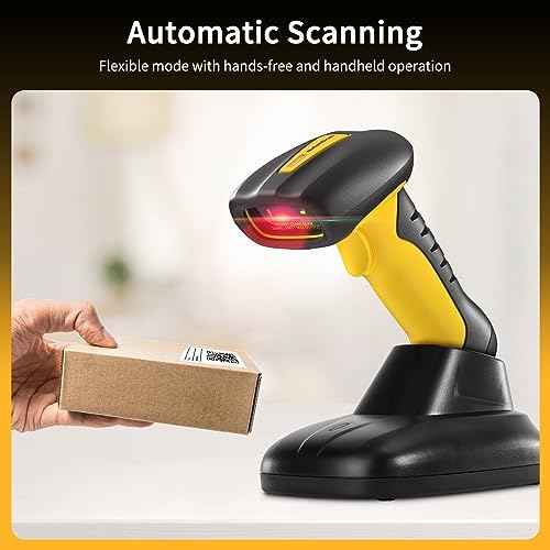 NetumScan Upgraded Industrial Bluetooth QR Barcode Scanner, IP67 Waterproof & 7M Drop Proof, 2600mAh Wireless 1D 2D Bar Code Scanner with Charging Stand for Store, POS, Computer, iPhone, Android