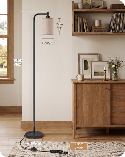 GOEBLESON Dimmable Floor Lamp for Living Room with Remote & 10W Bulb - Black + Beige