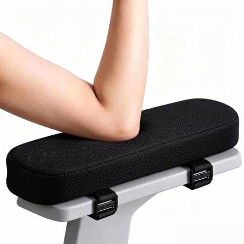 JUKFITA Black Office Chair Arm Pads 9.5 x 3.2 x 1.2 in with Linen Cover, 2-Pack
