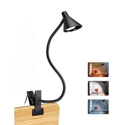Clip on Light USB Reading Light 3 Color Modes 10 Brightness Levels Eye Care Clamp Light Flexible Gooseneck Dimmable Reading Lamp Clip on Lamp for Bed Headboard Desk Bedside Dorm (Black)