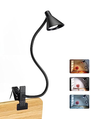 LiFMIRA Clip-On USB Reading Desk Lamp with 3 Color Modes Black