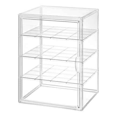 XXX-Large 4 Tier Clear Display Case for Figures 15.7"X11.8"X9.8" Extra Large Storage Box with Adjustable Shelves & Magnetic Door Stackable Organizer for Anime Figures, Cosmetics, Collectibles