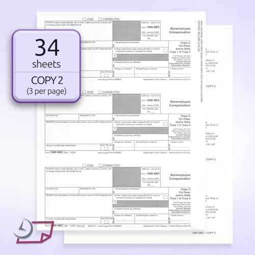 NextDayLabels - 1099-NEC Forms for 2025, 4-Part Tax Forms, Vendor Kit of 50 Laser Forms and 50 Self-Seal Envelopes, Forms Designed for QuickBooks, TFP and Other Accounting Software