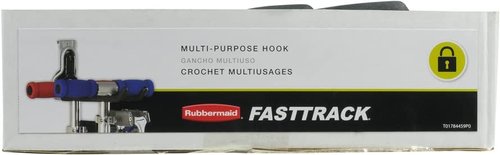 Rubbermaid FastTrack Rail Multi-Purpose Hook - 50 lbs Capacity Satin Nickel Wall Mounted Storage Solution