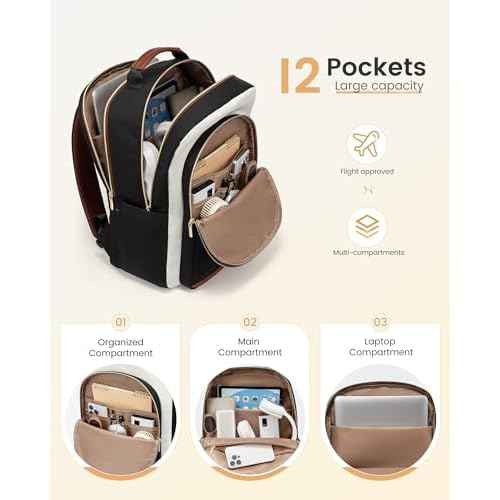LOVEVOOK Laptop Backpack for Women, 15.6 Inch Work Business Backpack Purse for Teacher, Waterproof Nurse Bag College Bookbag for School, Casual Personal Item Travel Bag College Daypack