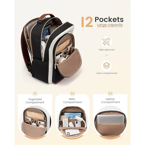 LOVEVOOK Laptop Backpack for Women, 17.3 Inch Work Business Backpack Purse for Teacher, Waterproof Nurse Bag College Bookbag for School, Casual Personal Item Travel Bag College Daypack