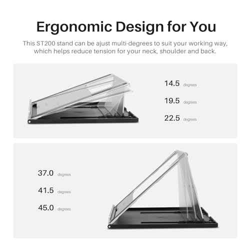 HUION Adjustable Stand Multi-Angle Portable Desk Stand for 10-15.6" Graphics Drawing Monitor Tablet Pen Display, Suitable for Kamvas Pro 12/13/16, Kamvas 12/13/16, iPad Pro, Wacom Cintiq