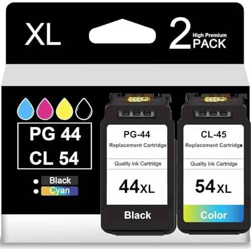 High Capacity PG-44XL CL-54 XL Ink Cartridges Replacement for Canon 44 54 XL Replacement Ink Cartridge for E201 E401 E402 E3110 E471 Printer (Black, Tri-Color, 2-Pack)