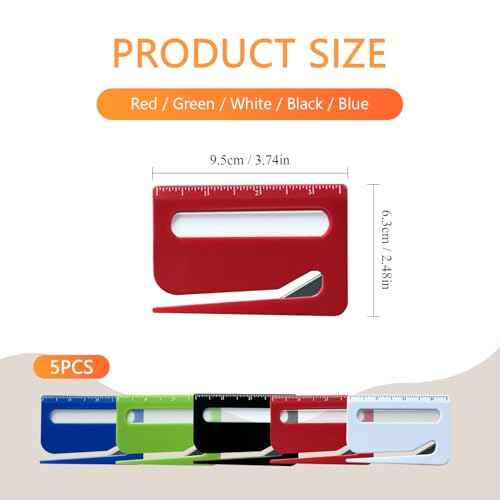 5Pcs Letter Opener Envelope Slitter,Mail Opener Tool,Envelope Opener Slitter,Envelope Opener for Office,Wrapping Paper Cutter with Hidden Blade, Package Opening Tool with Scale and Magnifying Glass