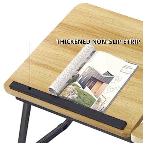 Bed Desk for Laptop, Foldable Laptop Table for Bed and Sofa, Bed Trays for Eating and Laptops with Cup Holder, 5 Levels of Adjustable Height