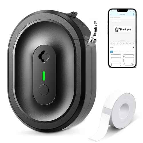 Label Maker Machine with Tape, N12 Portable Bluetooth Label Printer, Wireless Mini Label Makers Thermal Sticker with Multiple Templates for Home, Kitchen, School, Office Organization, Black