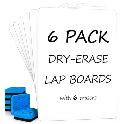Scribbledo 6-Pack Small Double-Sided Dry Erase Whiteboards with Erasers, 9x12 Inches for Students & Classroom