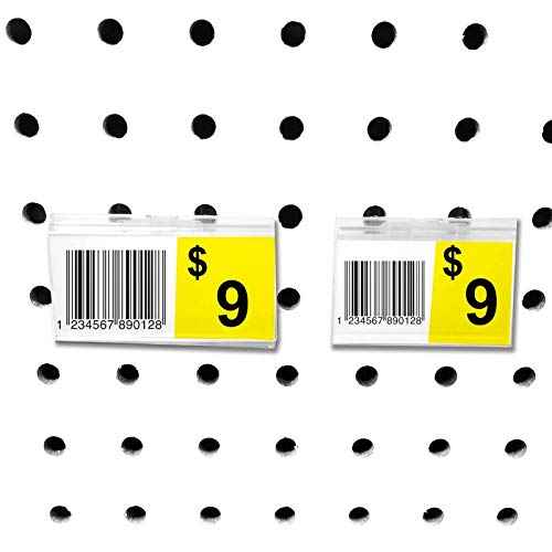 STORE FIXTURES DIRECT Pegboard Label Holder, Scannable UPC Ticket Display with Slot for Peg Wall, 2.5" L x 1.25", 50 Pack